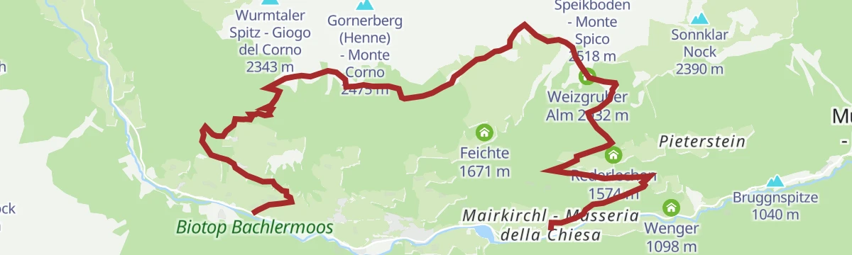 Route map: Hike along the sunny side of Mühlwald/Selva dei Molini